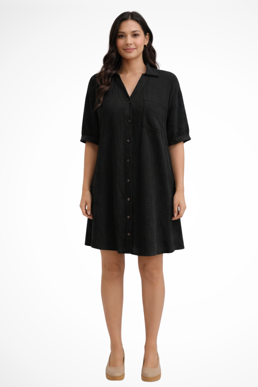Cotton Blend Short Sleeve Midi Dress for Women UK – Wedding Guest Cocktail Dress & Formal Attire