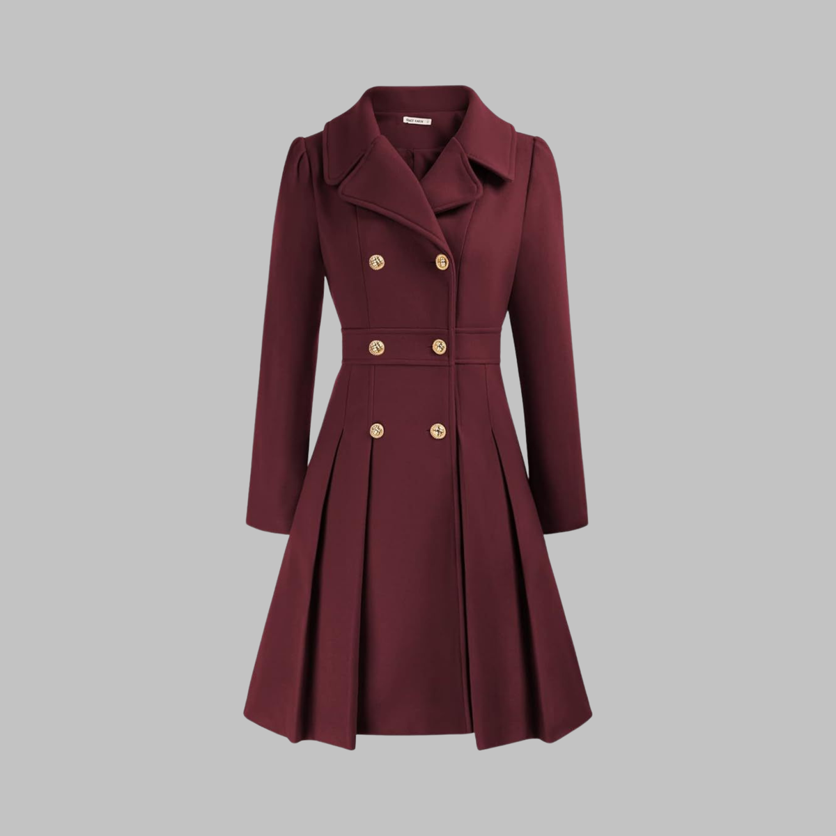 Classic-Style Double-Breasted Long-Sleeve Coat – Office, Casual