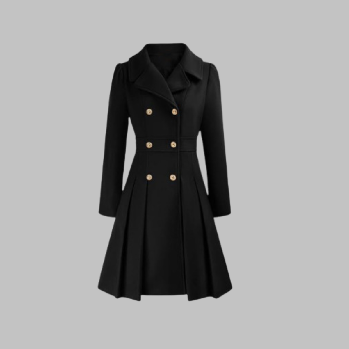 Classic-Style Double-Breasted Long-Sleeve Coat – Office, Casual