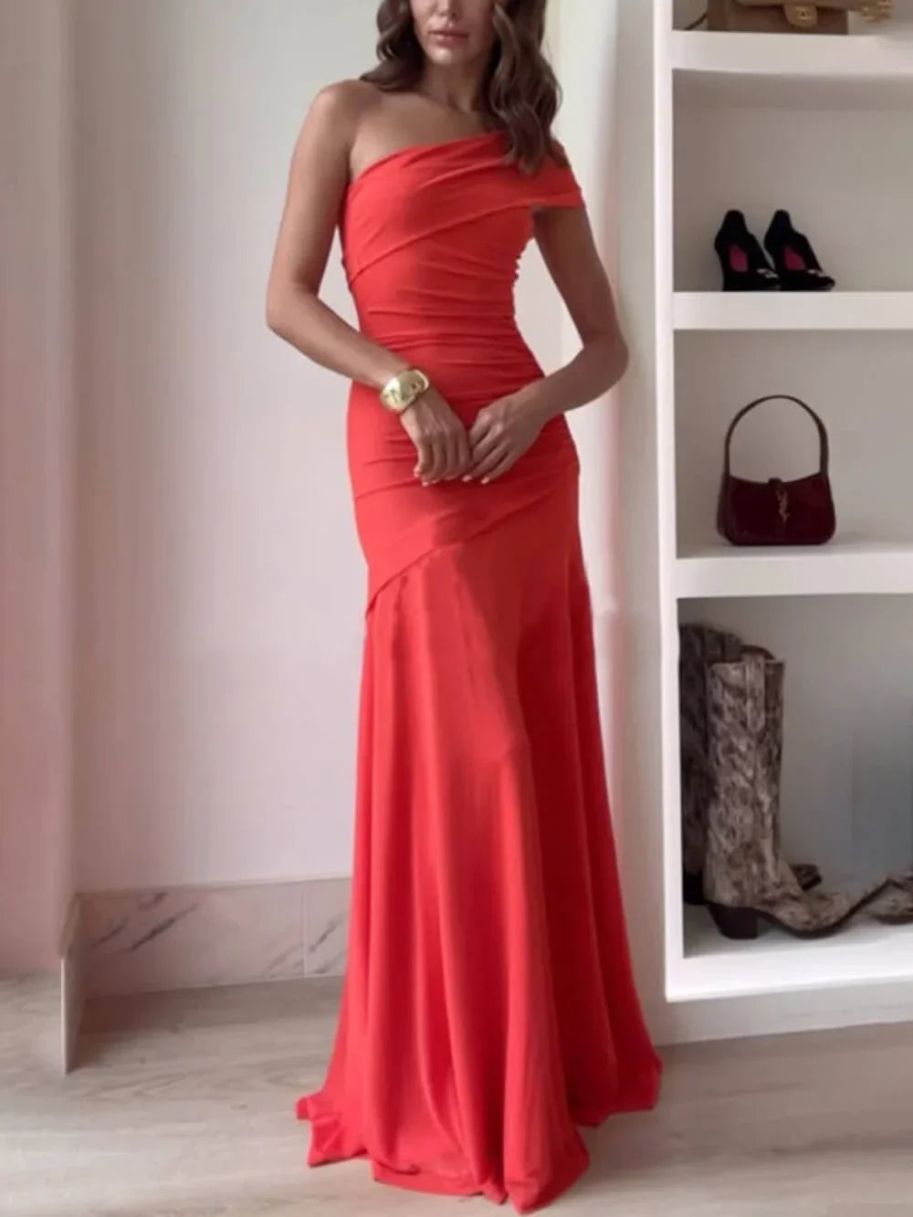 Black Asymmetrical Ruched Dress Women UK – Evening Gown, Cocktail Attire