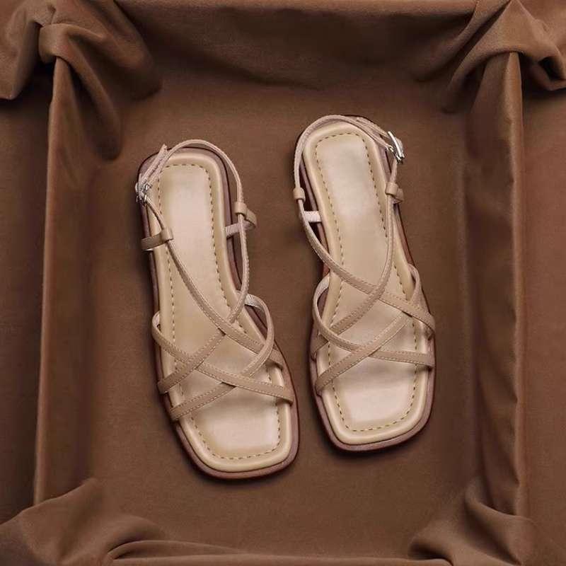 Brown Italian Leather Strap Sandals Women UK – Smart Casual Holiday Wear Evening Footwear