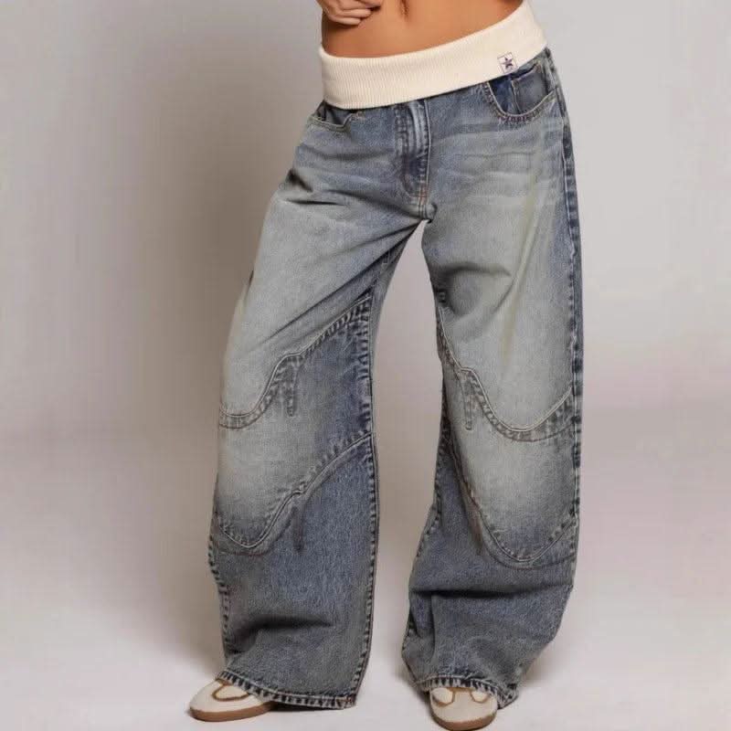 Comfortable Vintage Washed Baggy Jeans for Casual Wear - Soft Denim, Relaxed Fit, Versatile Style 2XL