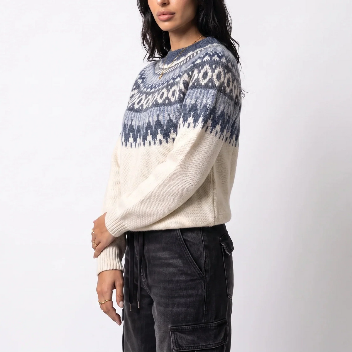Fair Isle Knit Jumper in Ivory - Casual Wear, Winter Fashion