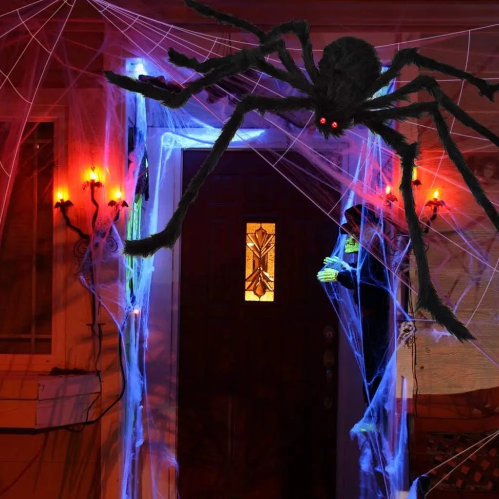 Giant Spider Web Halloween Decoration with Poseable Spider – Garden, Outdoor
