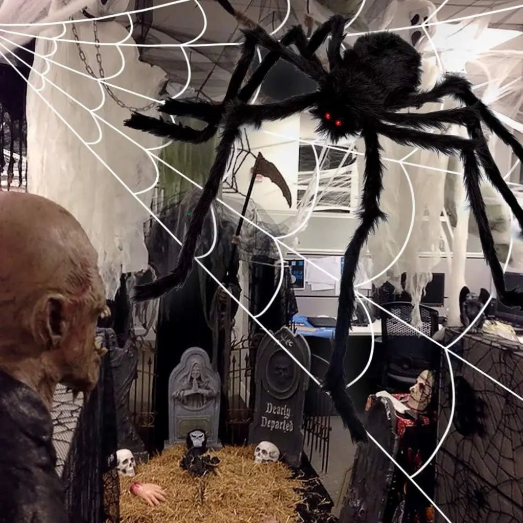 Giant Spider Web Halloween Decoration with Poseable Spider – Garden, Outdoor