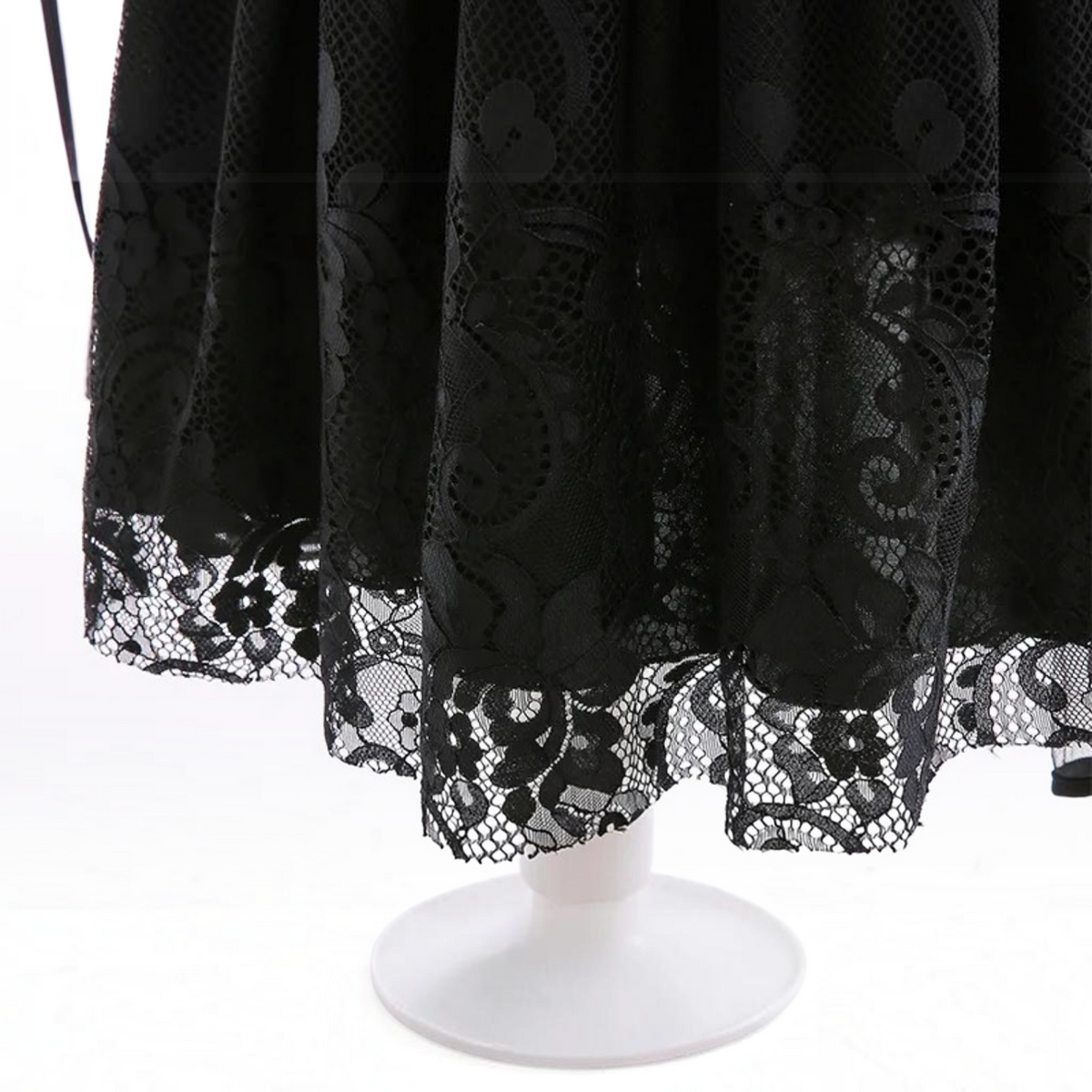 Girls Witch Queen Costume Dress with Lace Ruffles and Mid Calf Length