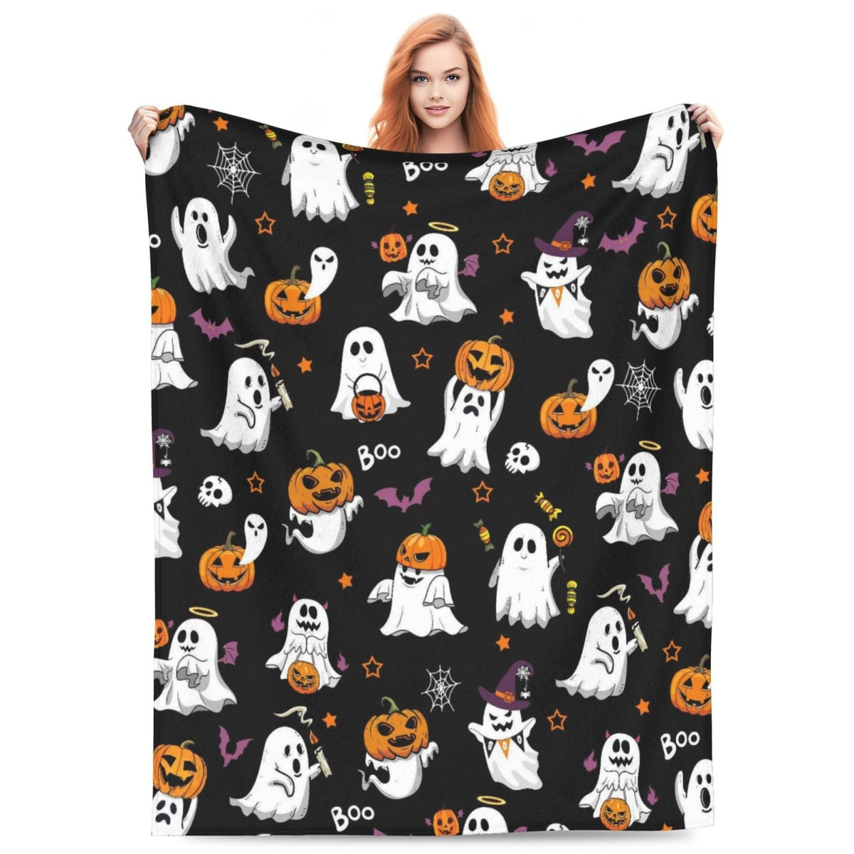 Halloween Fleece Blanket – Cozy Home Decor, Seasonal Gift