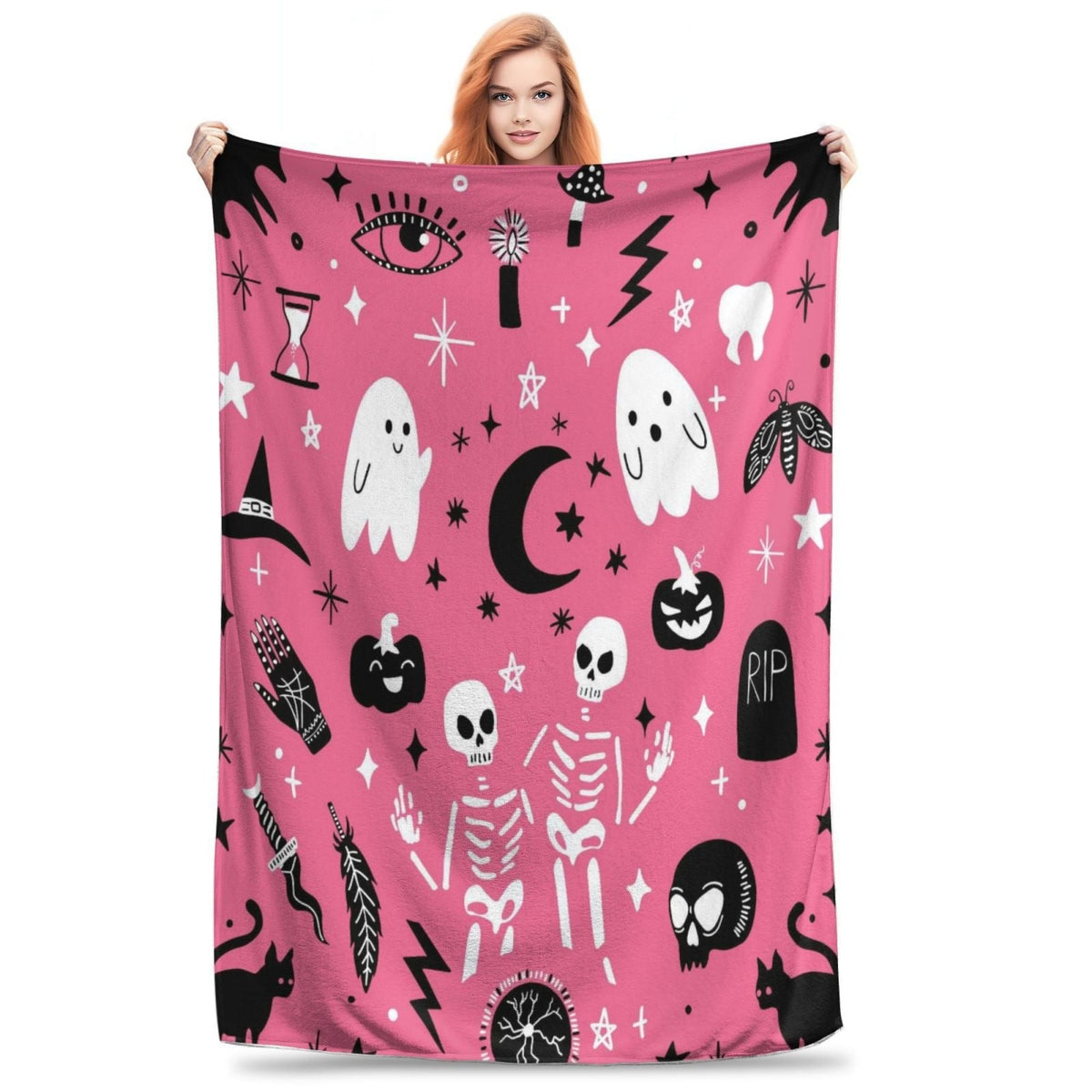 Halloween Fleece Blanket – Cozy Home Decor, Seasonal Gift