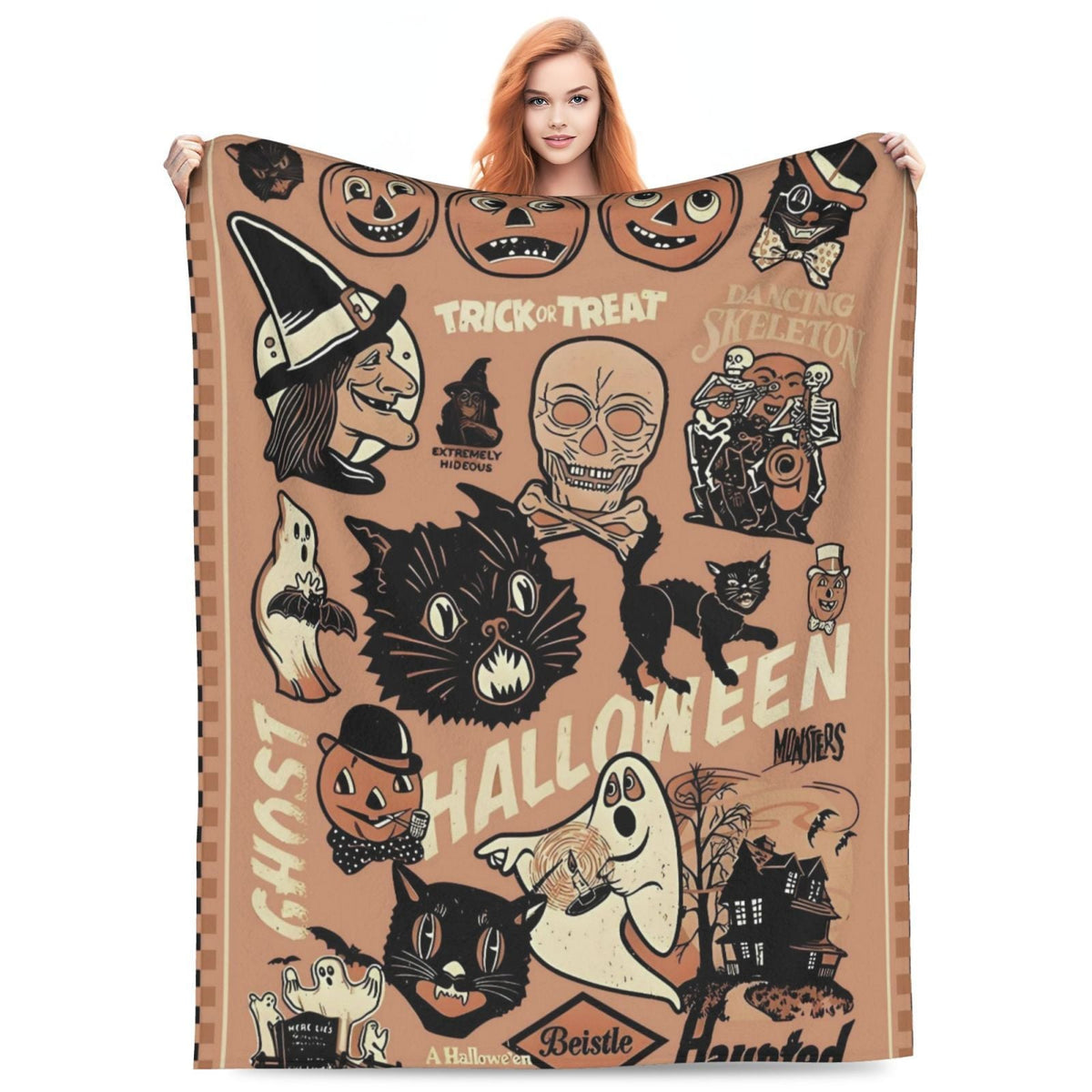 Halloween Fleece Blanket – Cozy Home Decor, Seasonal Gift