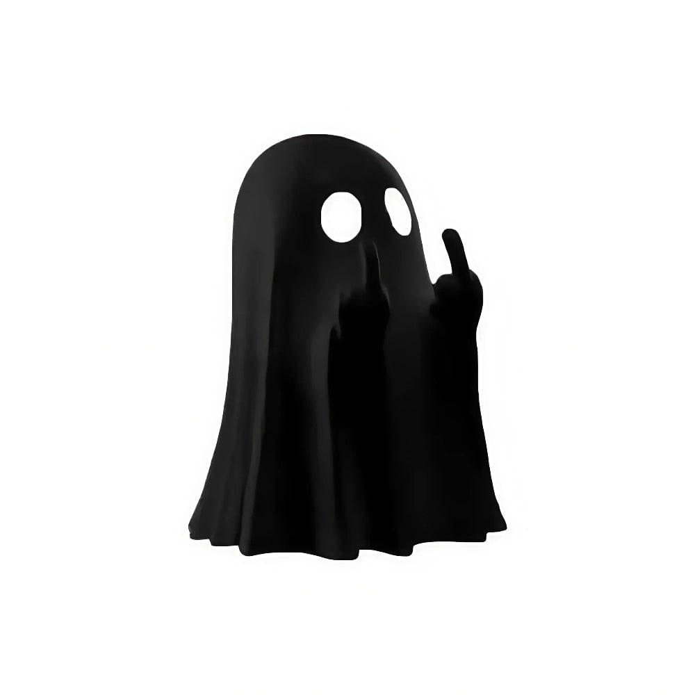 Halloween Ghost Figurine Decoration with Middle Finger Gesture – Party Decor, Tabletop Display