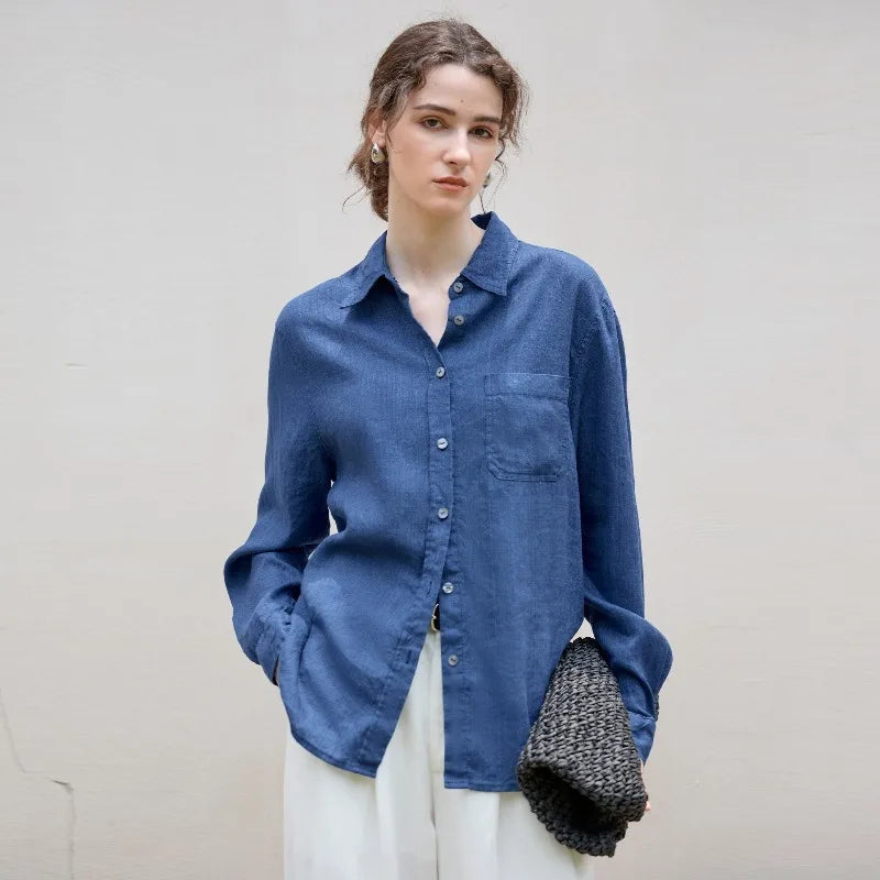 Indigo Linen Casual Shirt for Everyday Wear - Lightweight and Breathable
