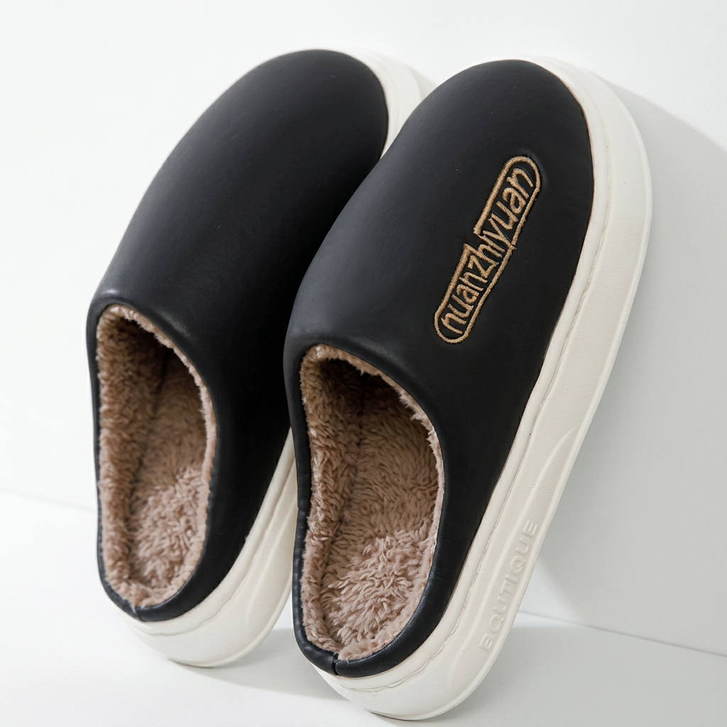 Unisex Plush-Lined Platform Clog Slippers – Cozy Home, Relaxation
