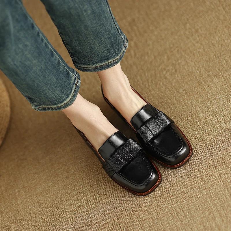 Knot Detail Leather Loafers for Women - Stylish Casual Footwear