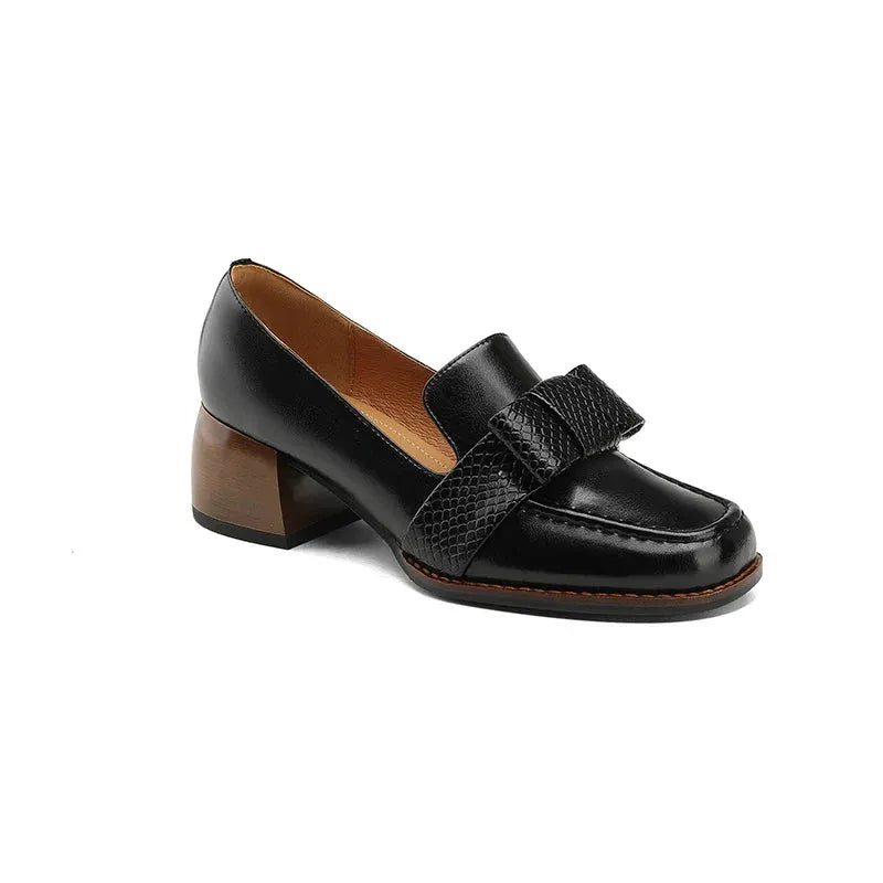 Knot Detail Leather Loafers for Women - Stylish Casual Footwear