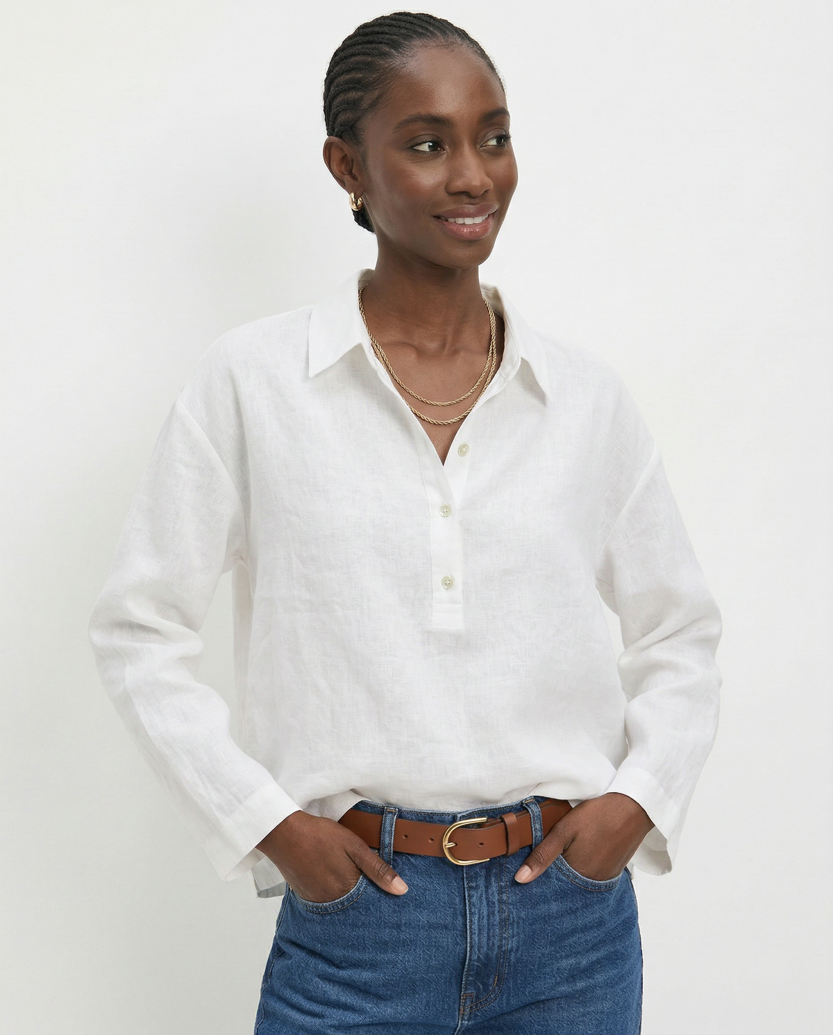Linen Polo Collar Pullover for Casual Wear - Lightweight and Breathable
