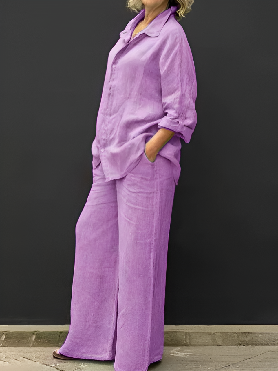 Linen Shirt Suit for Women - Casual Summer Outfit in Lightweight Fabric