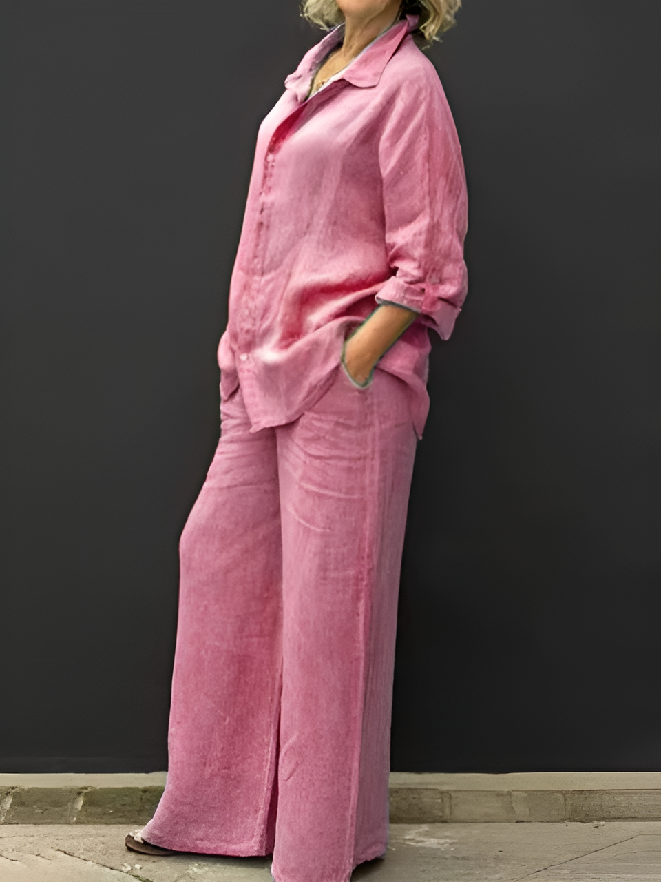 Linen Shirt Suit for Women - Casual Summer Outfit in Lightweight Fabric