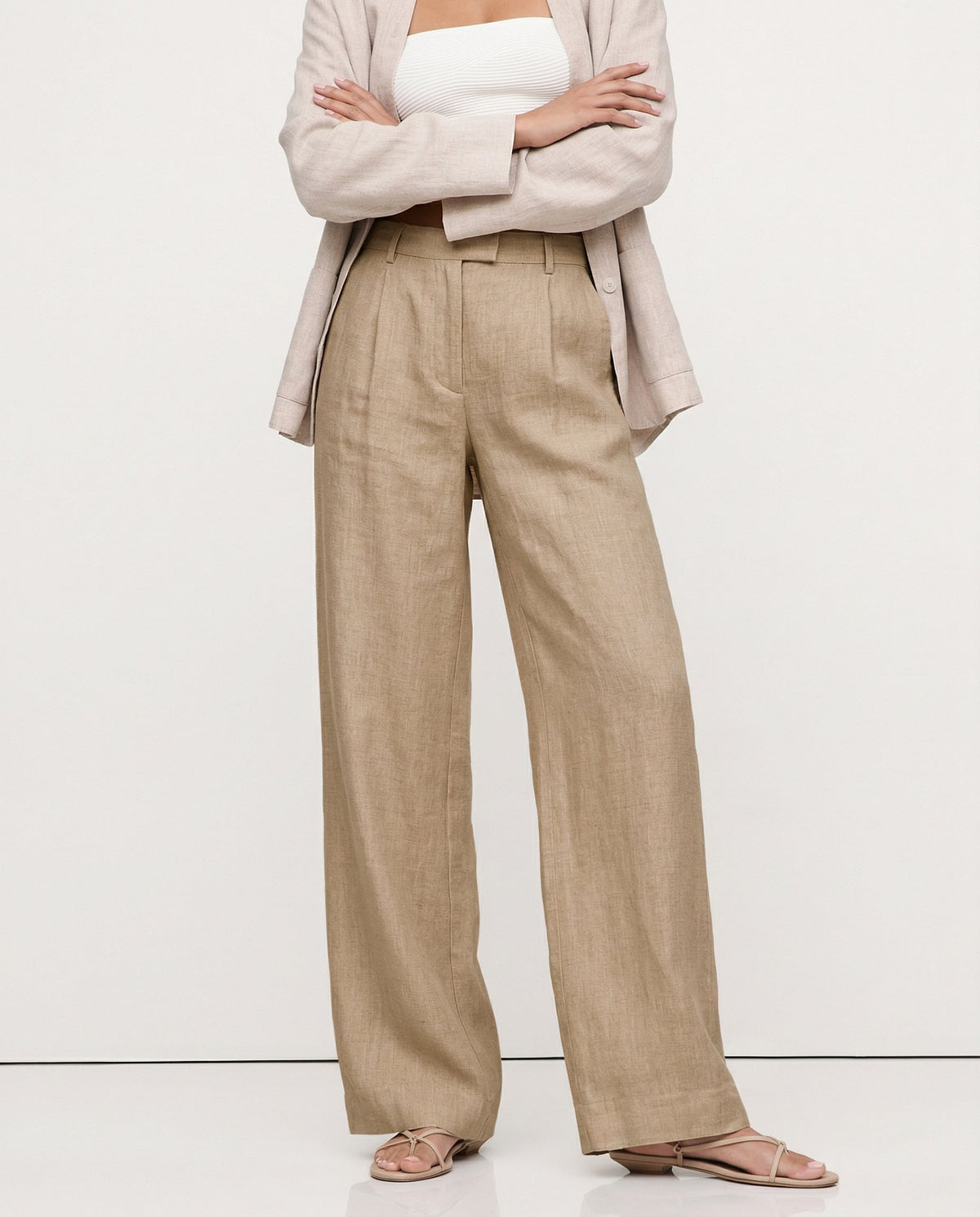 Linen Wide-Leg Trousers for Women - Comfortable Summer Pants in Classic Fit
