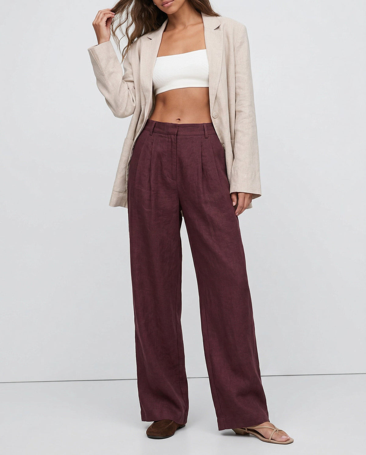 Linen Wide-Leg Trousers for Women - Comfortable Summer Pants in Classic Fit