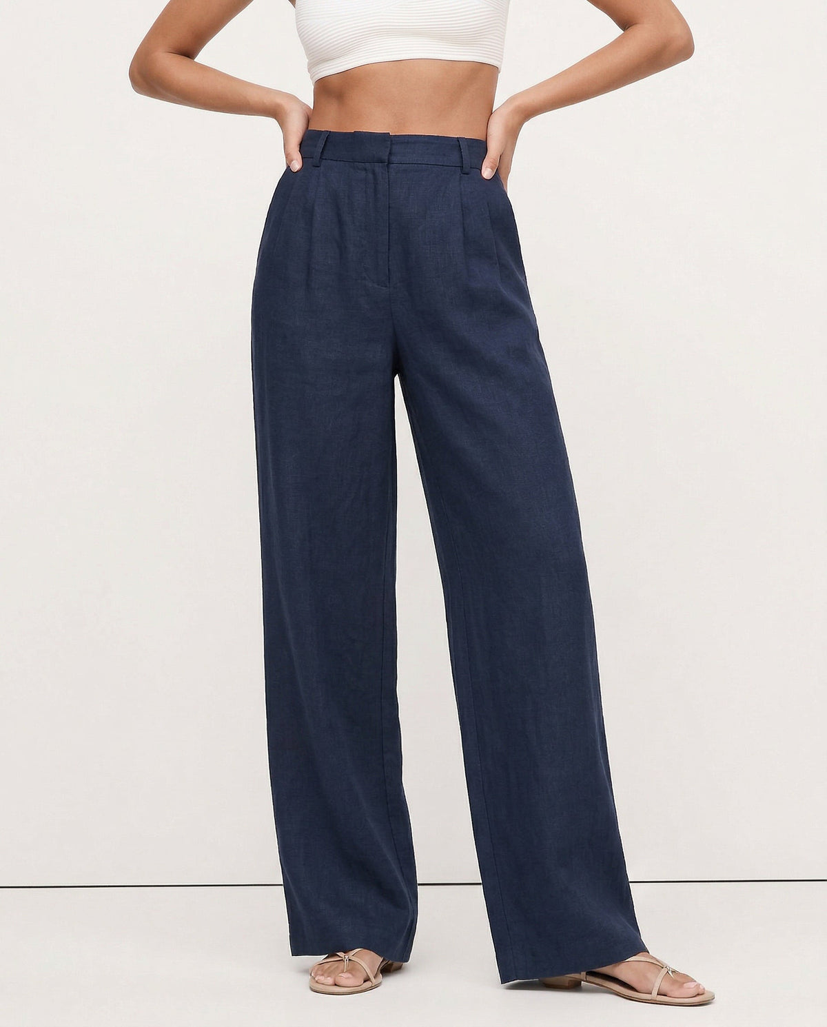 Linen Wide-Leg Trousers for Women - Comfortable Summer Pants in Classic Fit
