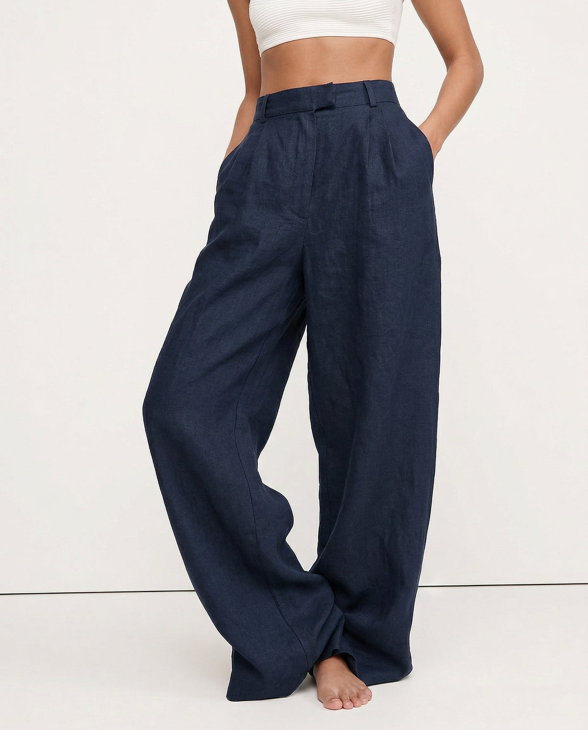 Linen Wide-Leg Trousers for Women - Comfortable Summer Pants in Classic Fit