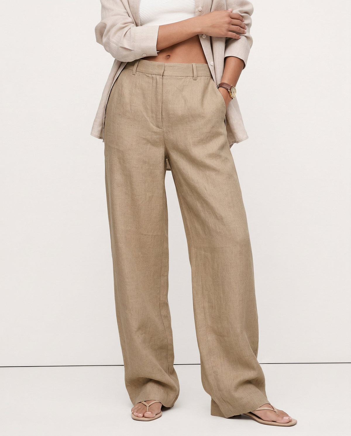 Linen Wide-Leg Trousers for Women - Comfortable Summer Pants in Classic Fit