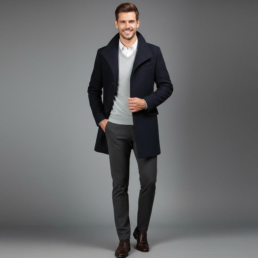 Men's Classic Wool Overcoat | Warm, Stylish Outerwear for Formal and Casual Occasions