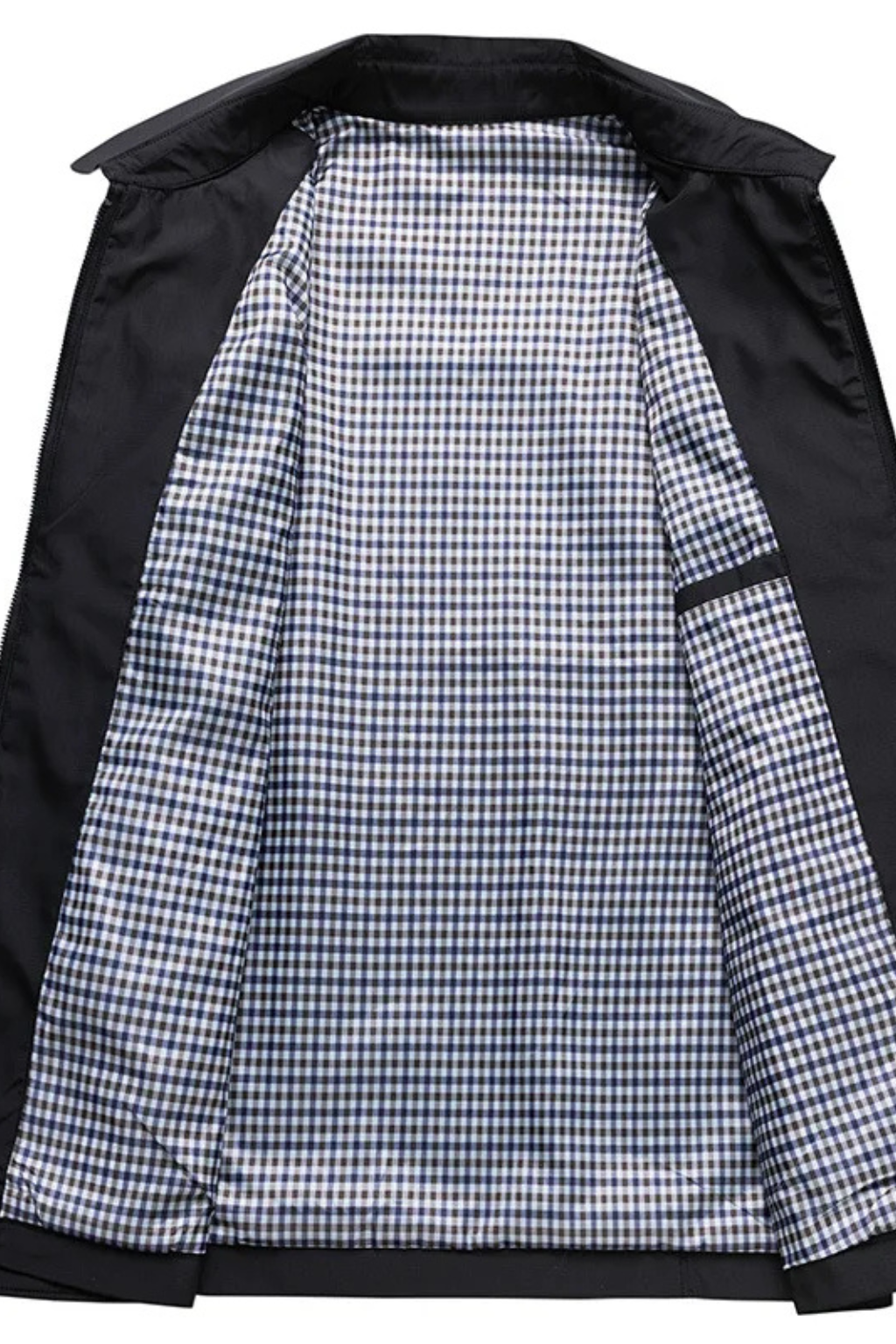 Men's Collared Harrington Jacket with Check Lining for Casual Wear