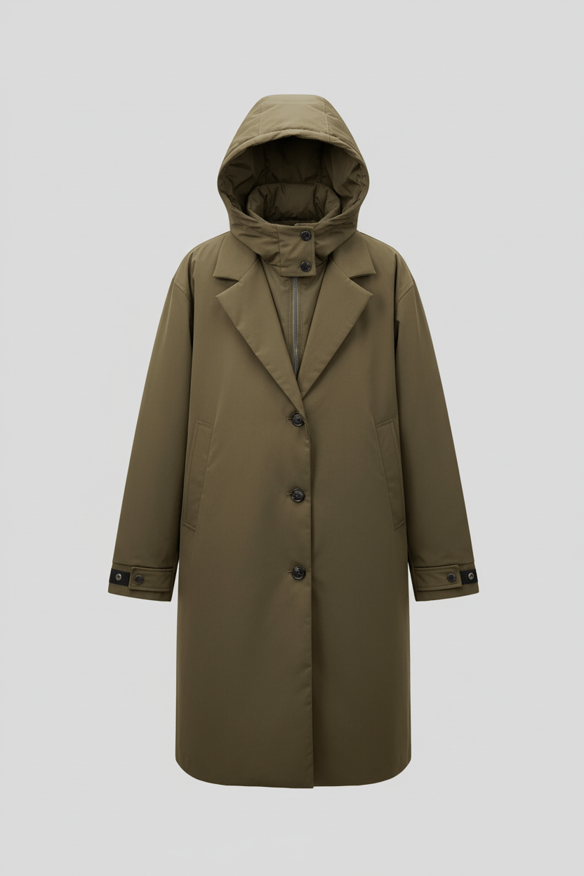 Men’s Double-Breasted Wool Blend Trench Coat - Tailored Fit for Stylish Outerwear