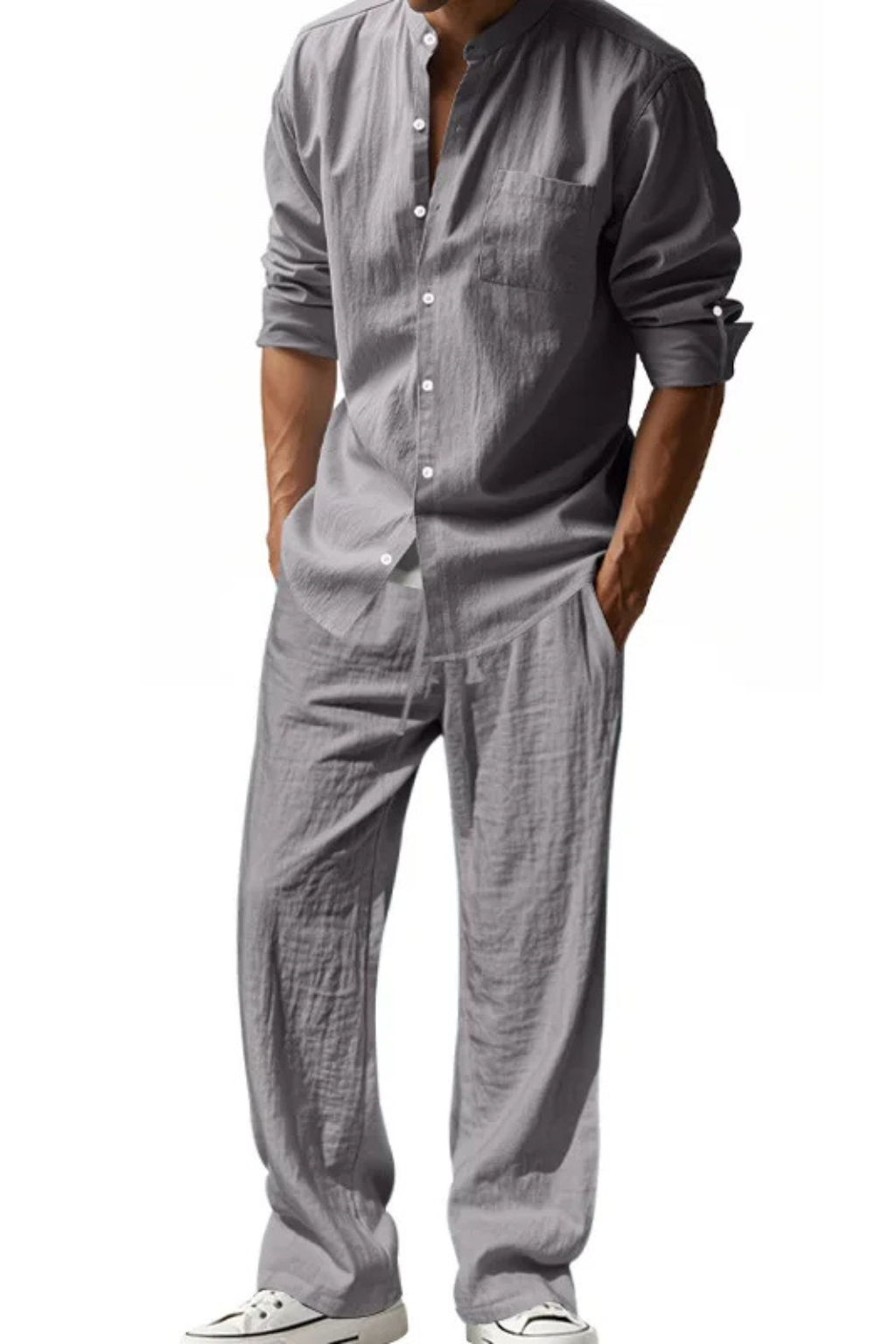 Long Sleeve Shirt Straight Leg Trousers Set Men's UK – Smart Casual & Holiday & Resort Wear