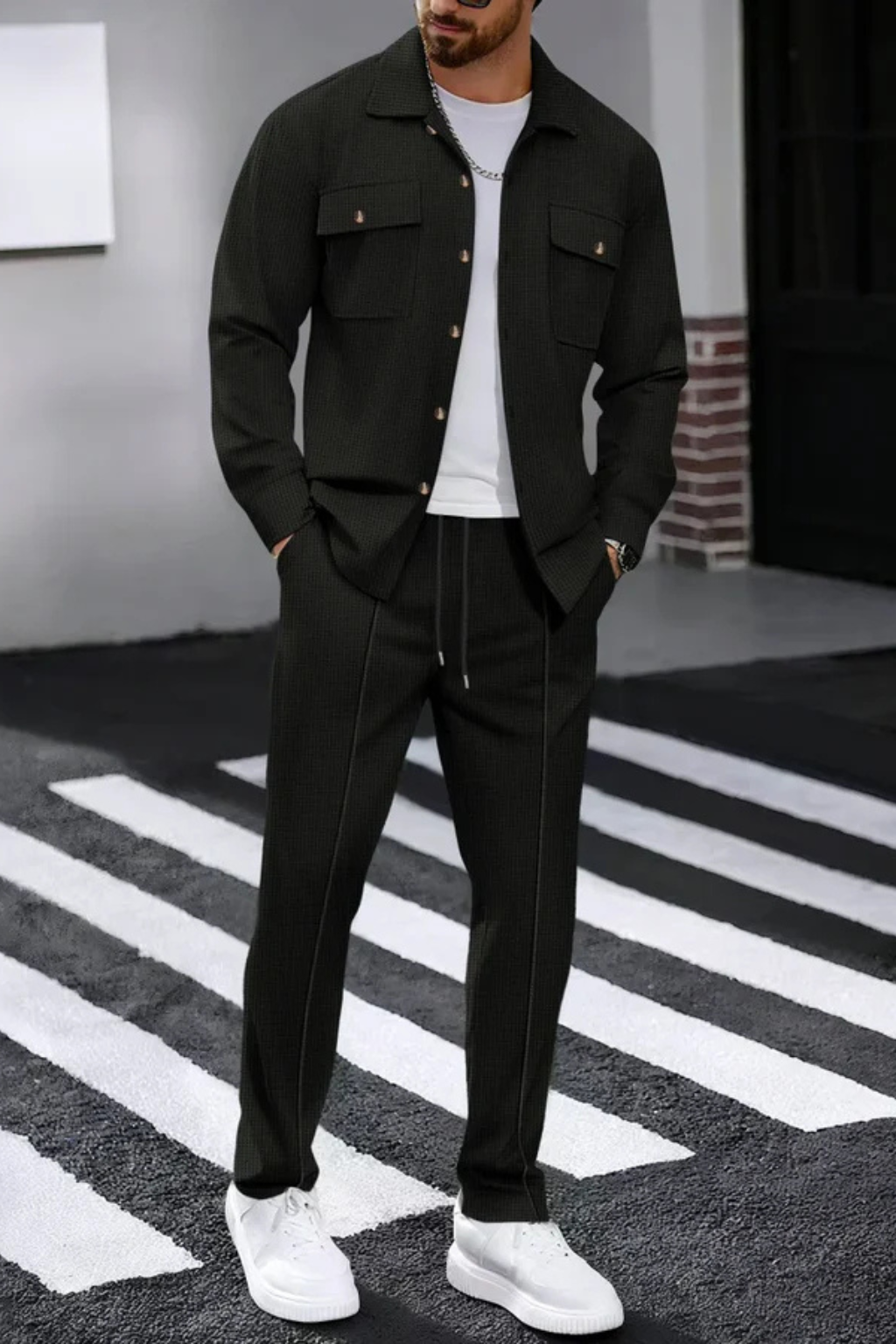 Long Sleeve Men's Shirt And Straight Leg Trousers Set UK – Smart Casual & Holiday Wear