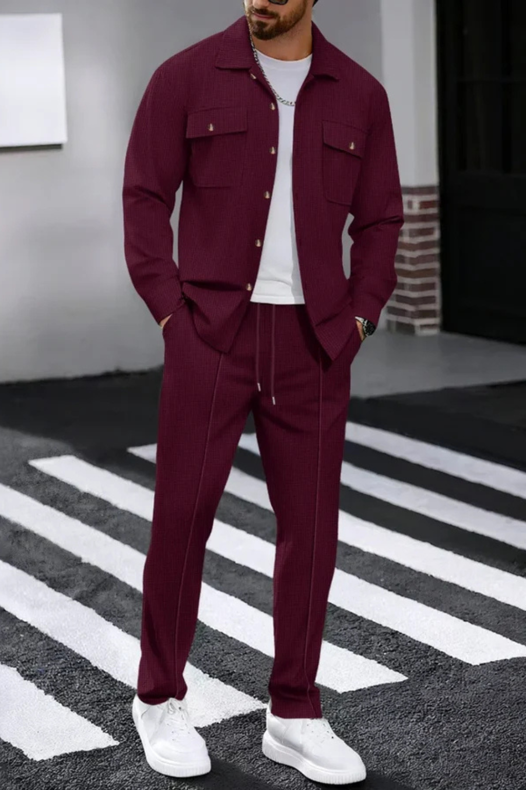 Long Sleeve Men's Shirt And Straight Leg Trousers Set UK – Smart Casual & Holiday Wear