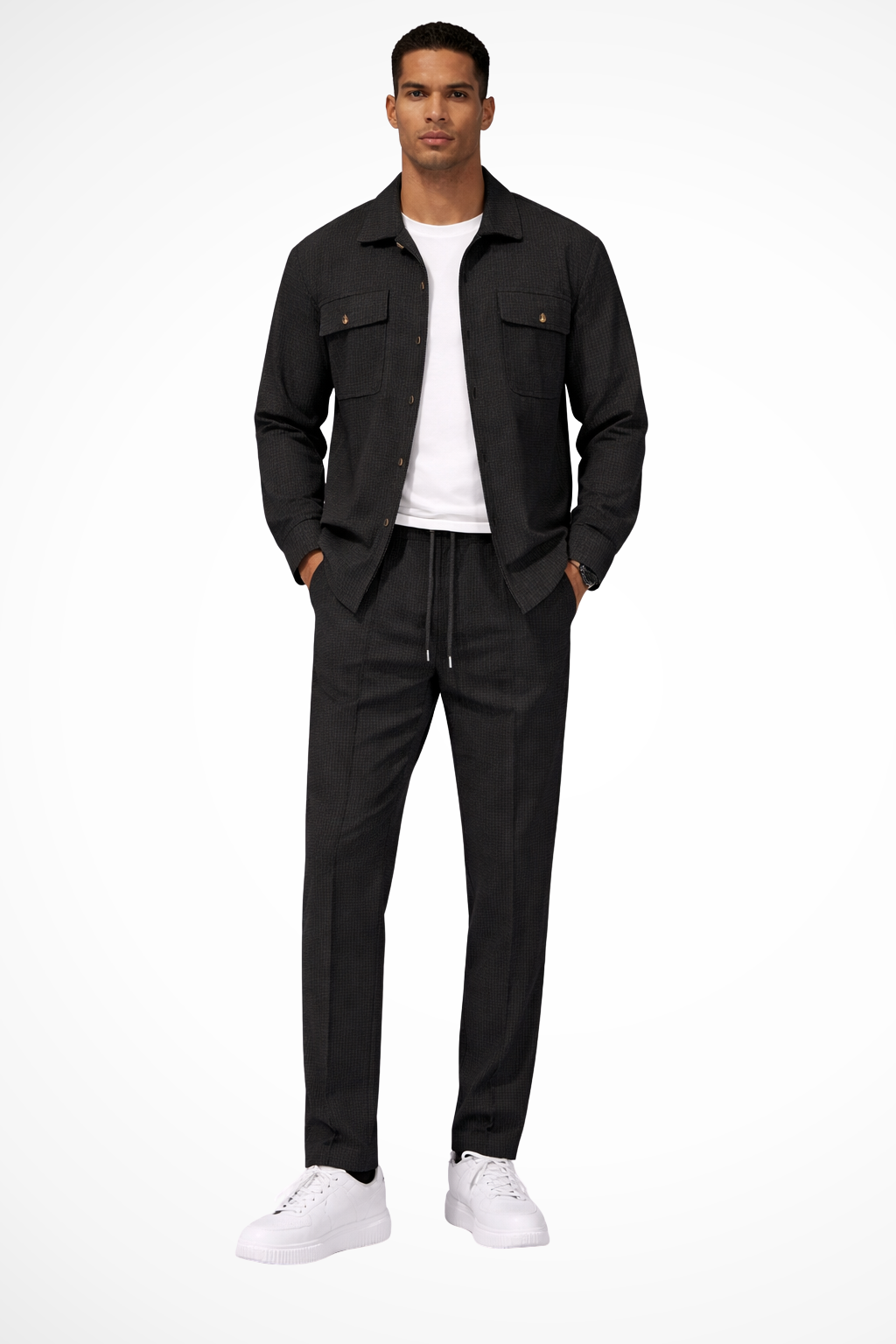 Long Sleeve Men's Shirt And Straight Leg Trousers Set UK – Smart Casual & Holiday Wear