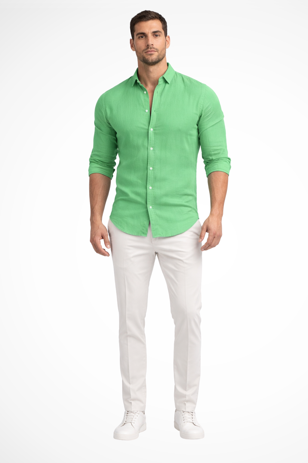Men's Loose Fit Long Sleeve Cotton Casual Summer Shirt with Lapel Design