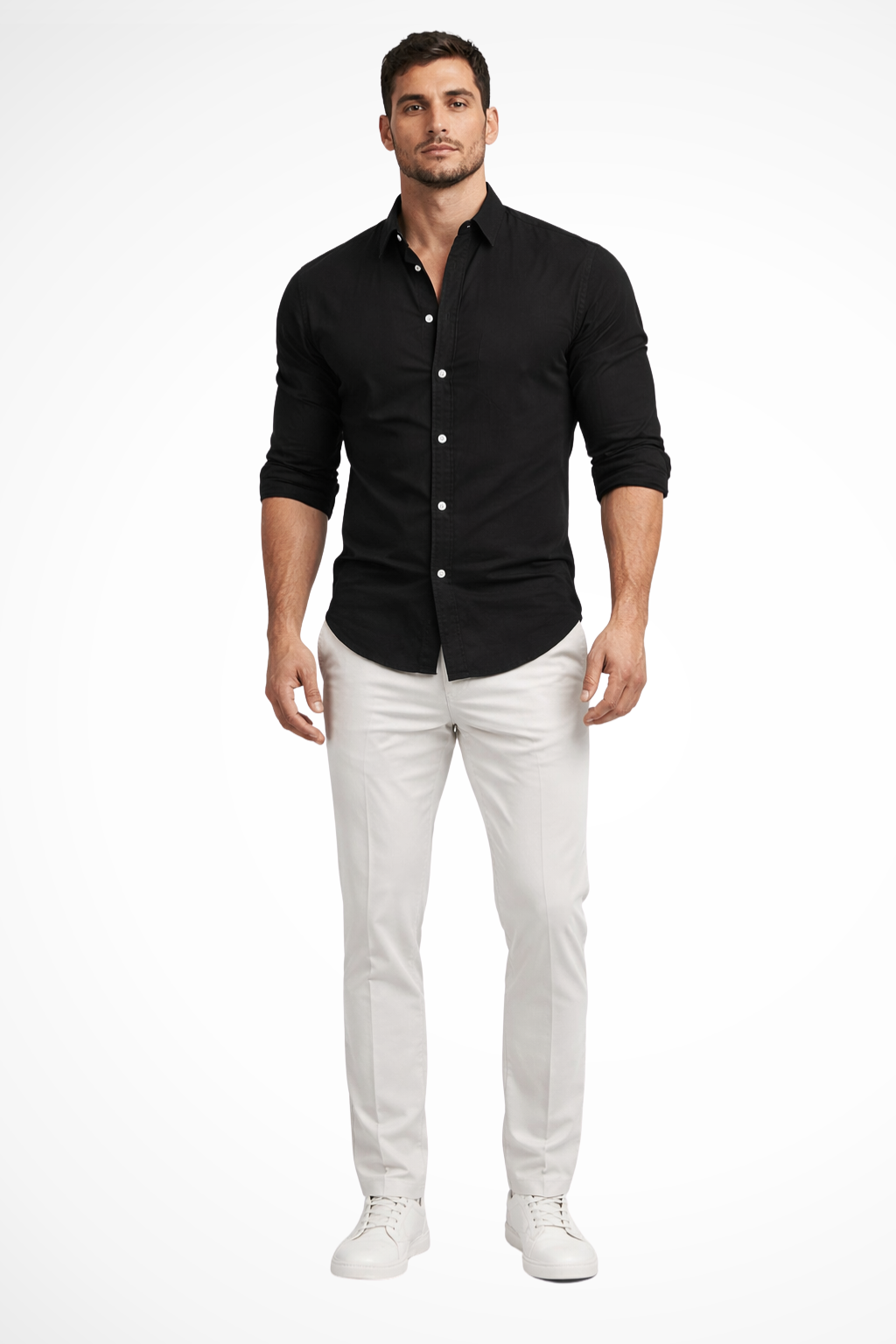 Men's Loose Fit Long Sleeve Cotton Casual Summer Shirt with Lapel Design