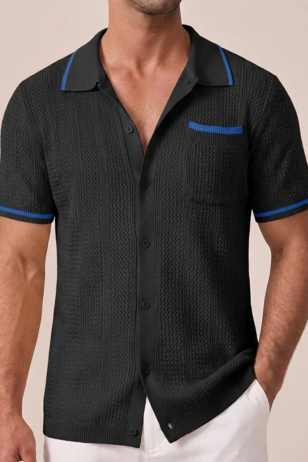 Knit Collared Short Sleeve Men's Shirt UK – Smart Casual & Holiday & Resort Wear