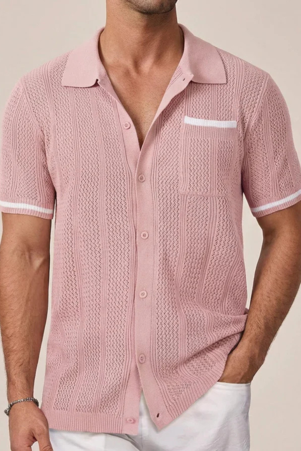 Knit Collared Short Sleeve Men's Shirt UK – Smart Casual & Holiday & Resort Wear