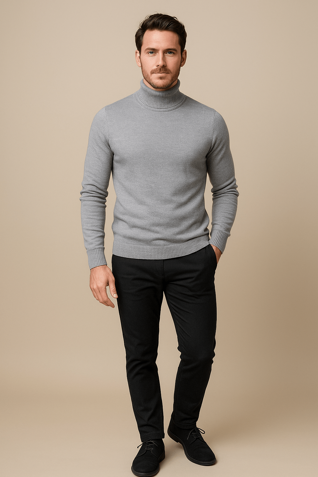 Men's Slim Fit Turtleneck Sweater in Soft Knit for Casual or Smart-Casual Wear