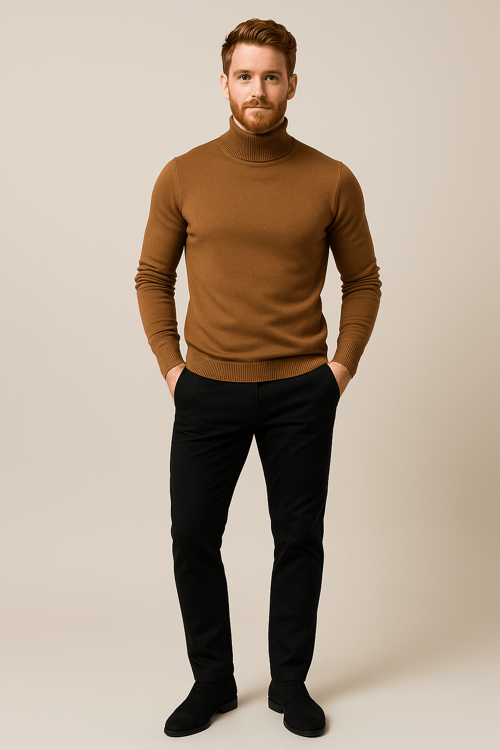 Men's Slim Fit Turtleneck Sweater in Soft Knit for Casual or Smart-Casual Wear