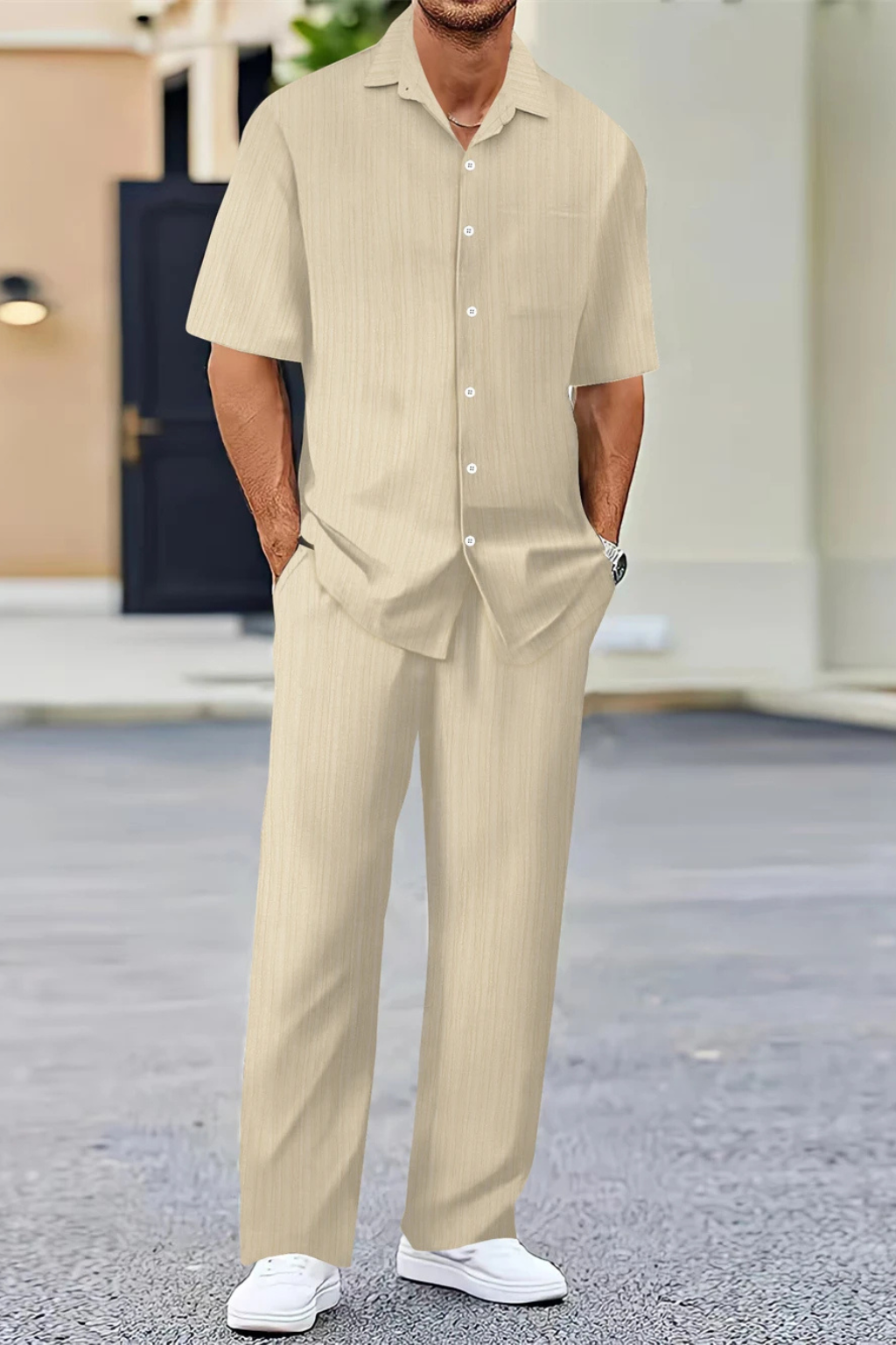 Short Sleeve Men's Shirt And Straight Trousers Summer Set UK – Smart Casual & Holiday & Resort Wear