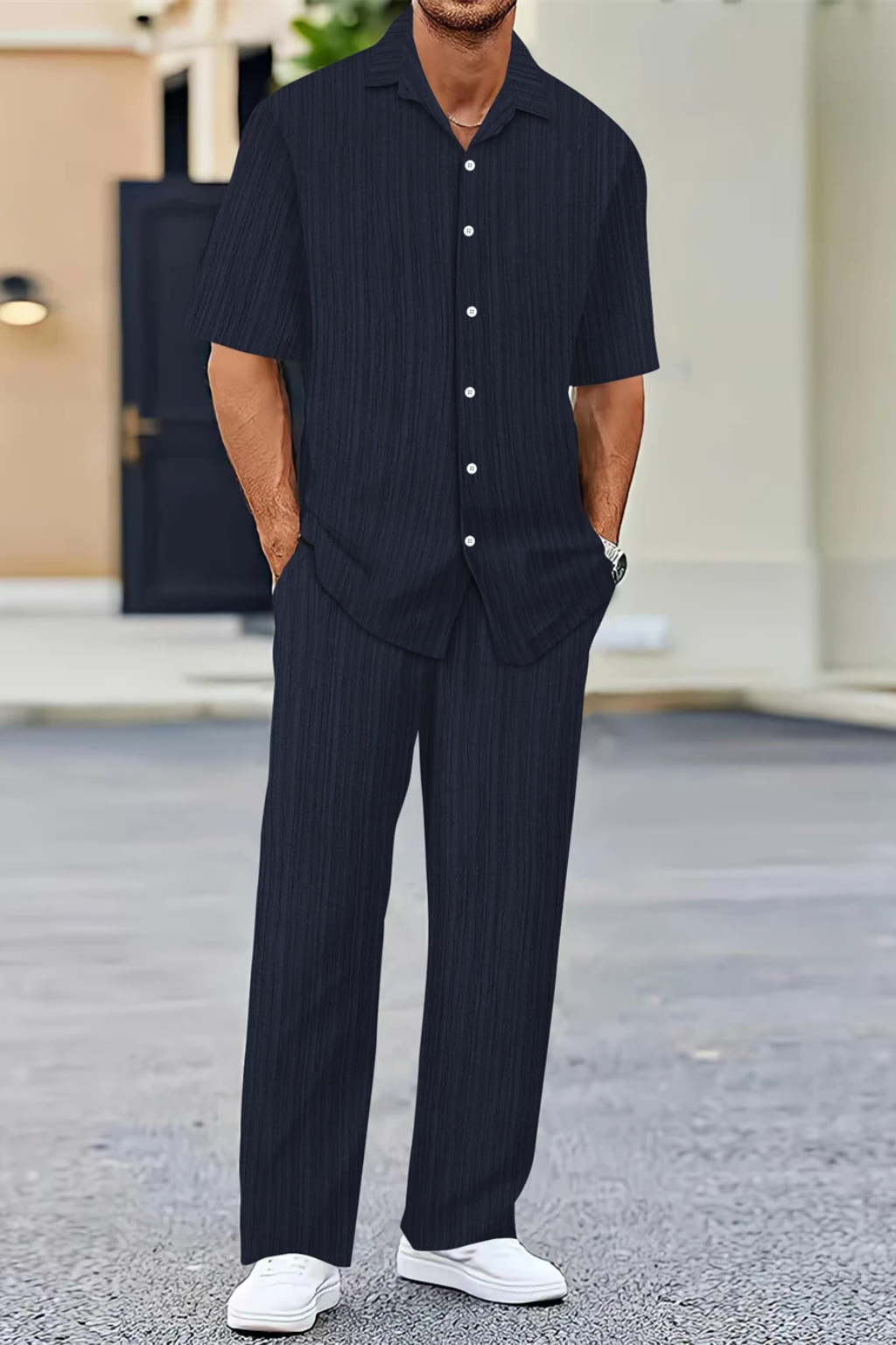Short Sleeve Men's Shirt And Straight Trousers Summer Set UK – Smart Casual & Holiday & Resort Wear