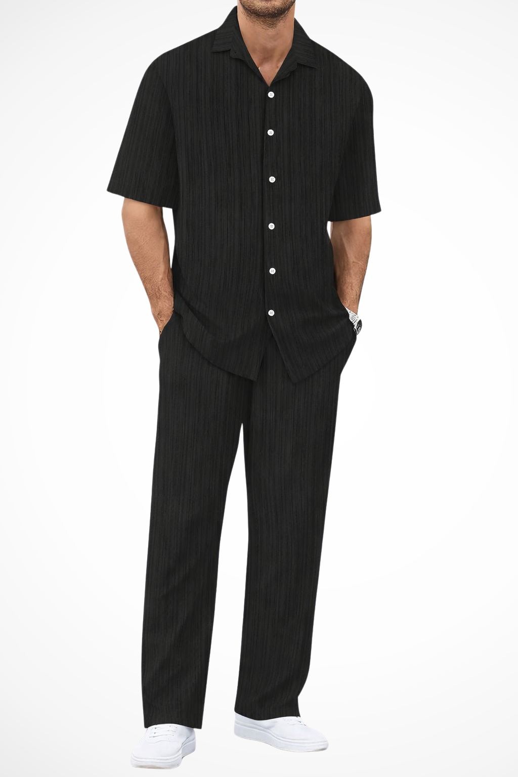 Short Sleeve Men's Shirt And Straight Trousers Summer Set UK – Smart Casual & Holiday & Resort Wear