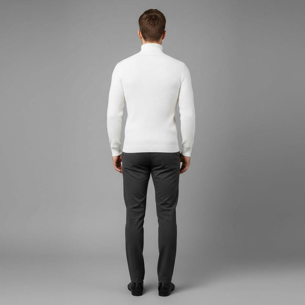 Men's Turtleneck Sweater - Soft Knit Fabric - Casual Wear - Ideal for Layering in Cool Weather