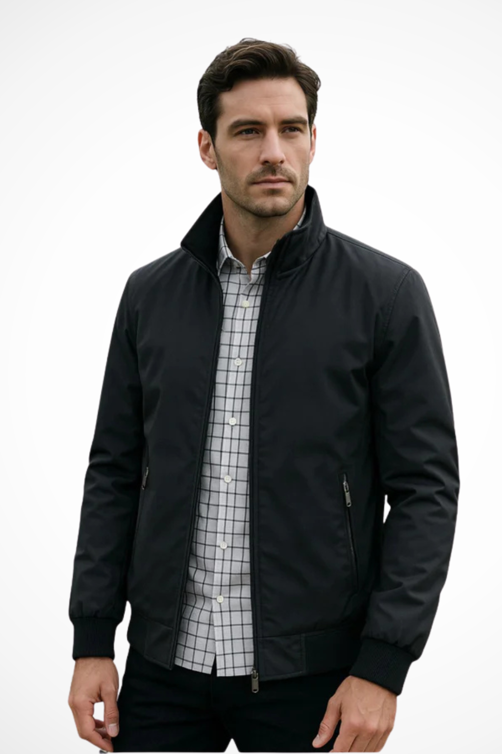 Men's Zip-Up Harrington Jacket - Lightweight Summer Stand Collar Outerwear