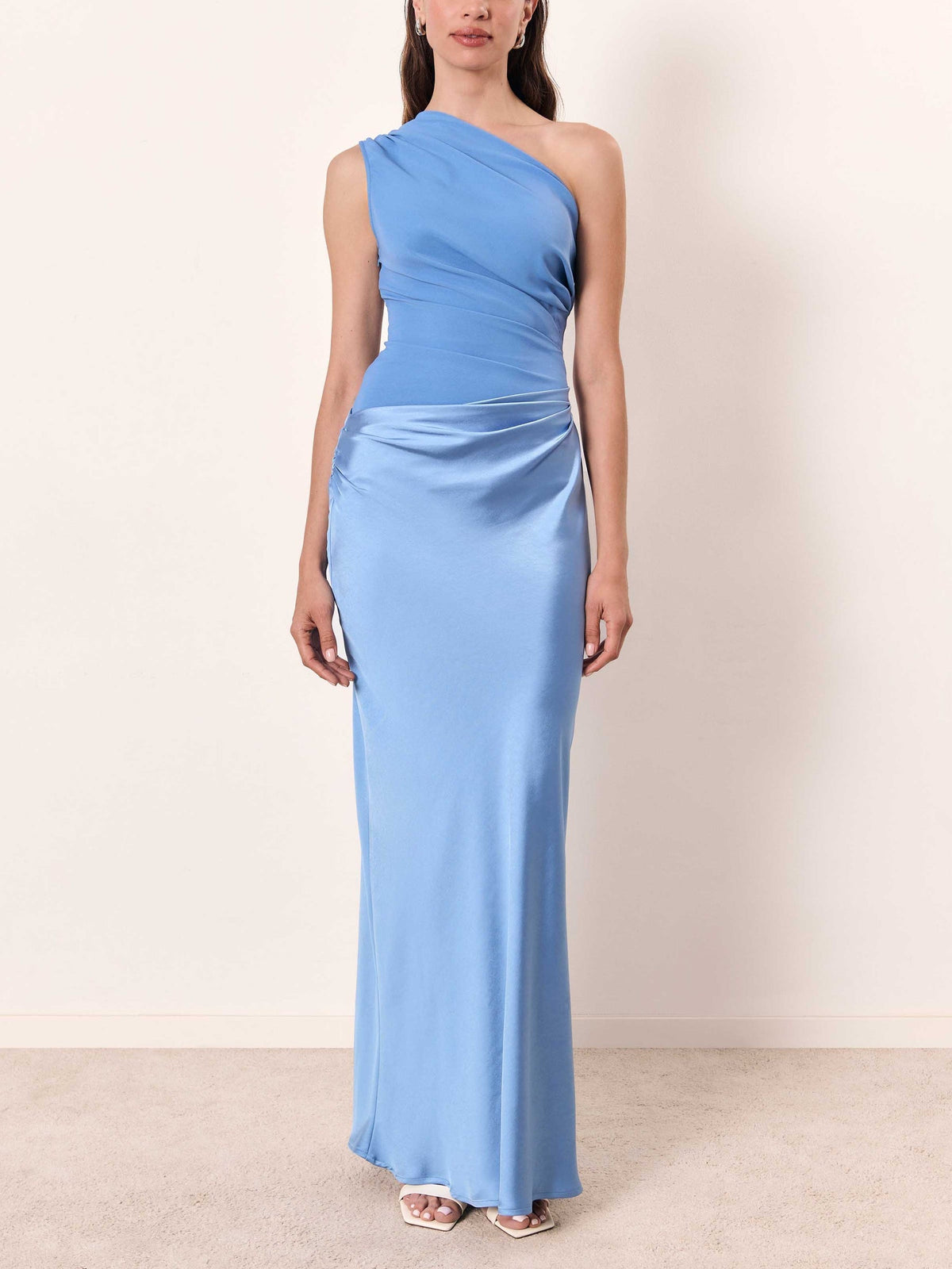 One Shoulder Pleated Maxi Dress - Elegant Party Wear for Women