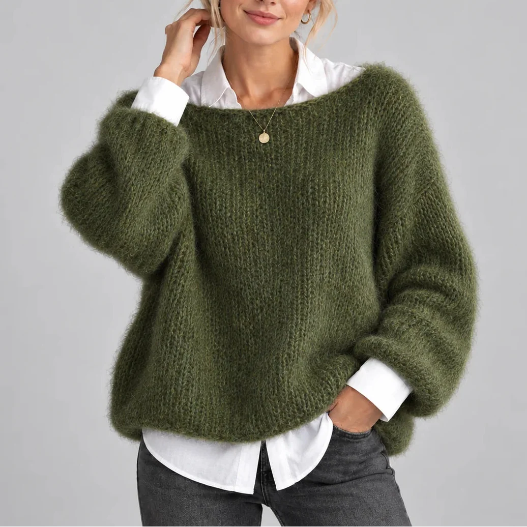 Oversized Chunky Knit Jumper with Balloon Sleeves – Casual, Everyday Wear