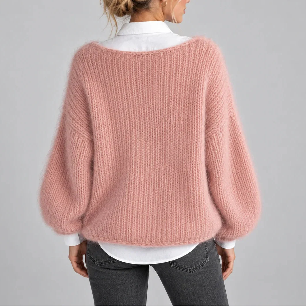 Oversized Chunky Knit Jumper with Balloon Sleeves – Casual, Everyday Wear