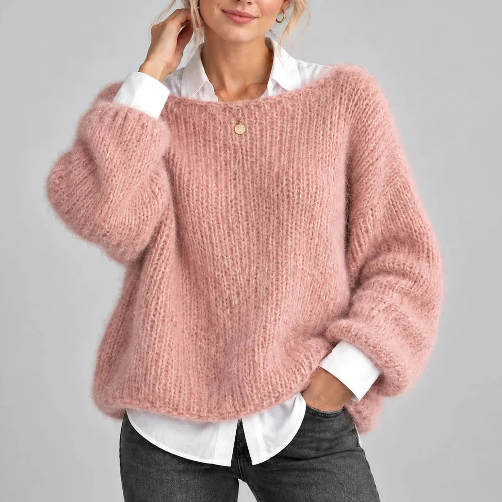 Oversized Chunky Knit Jumper with Balloon Sleeves – Casual, Everyday Wear