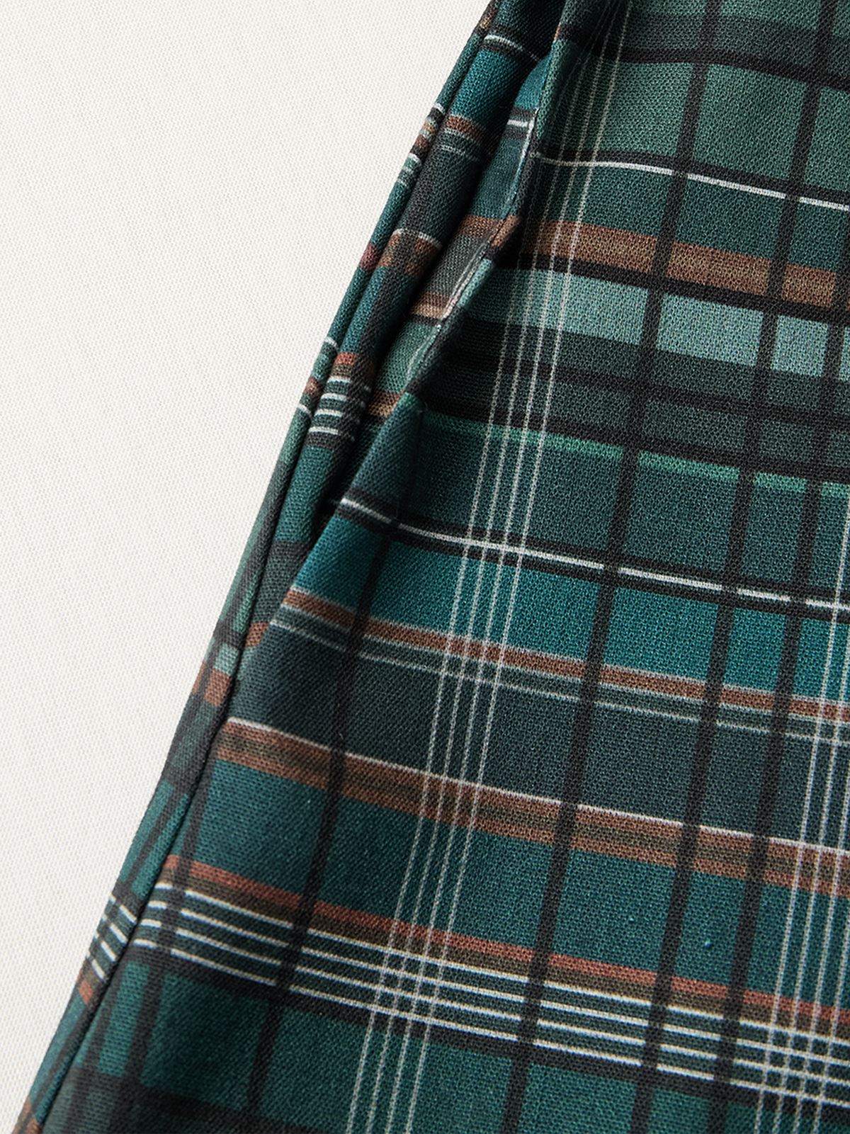 Plaid Maxi Dress with Lapel Collar - Women's Single-Breasted Shirt Style