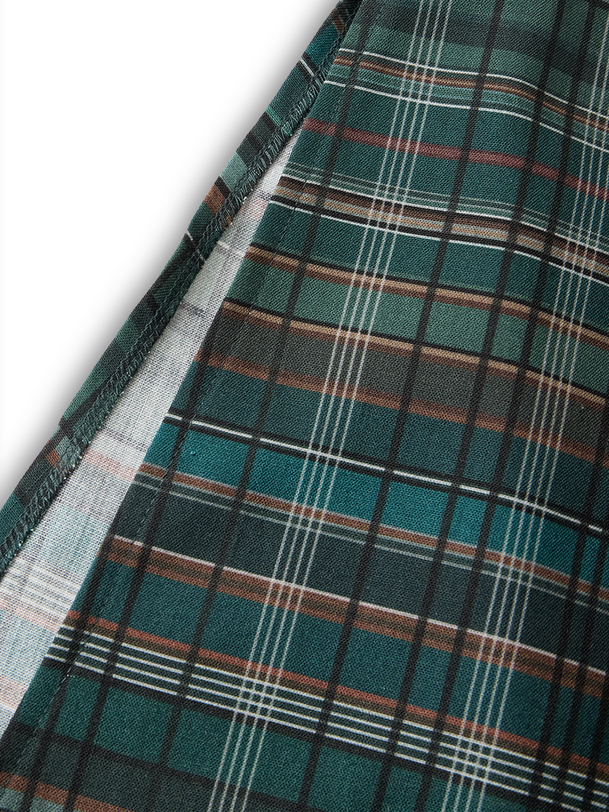Plaid Maxi Dress with Lapel Collar - Women's Single-Breasted Shirt Style
